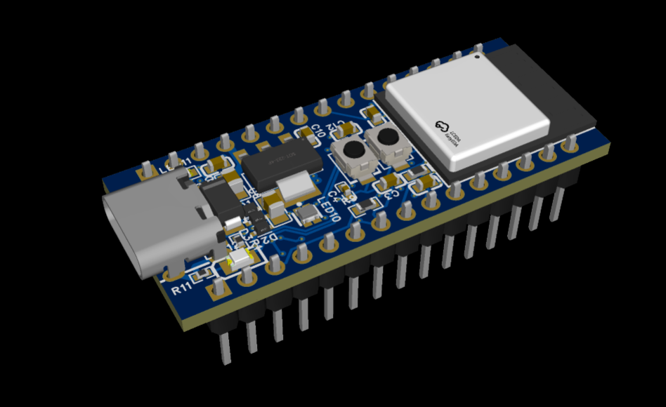 A custom ESP32-C6 development board laid out like an Arduino Nano